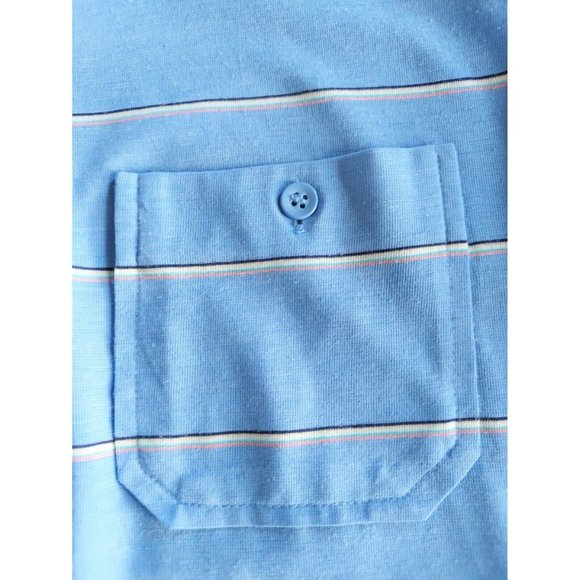 VTG PAULY & FORBES Men's Horizontal Striped Jersey Knit Polo Shirt Size Small - Picture 7 of 8